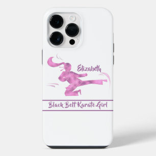 Karate Girl Pink Purple Modern Japan Martial Art iPhone 14 Pro Max Case