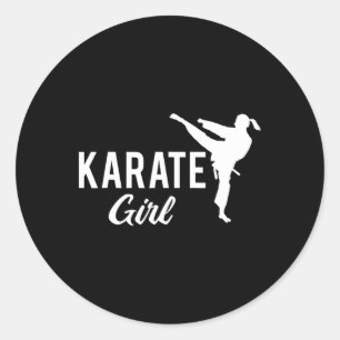 Karate Girl Ponytail Fighter White Martial Arts Ta Classic Round Sticker