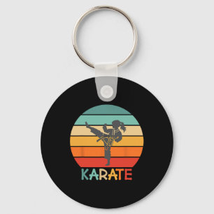 Karate Girl Retro Sunset Design With Kid - Girl Do Key Ring