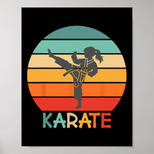 Karate Girl Retro Sunset Design With Kid - Girl Do Poster