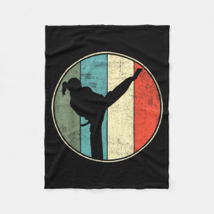 Karate Girl Retro Vintage Fleece Blanket