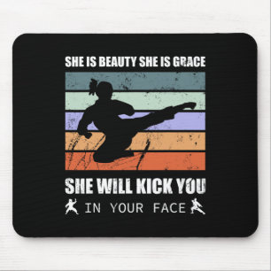 Karate Girl - She Is Beauty She Is Grace She Will Mouse Mat