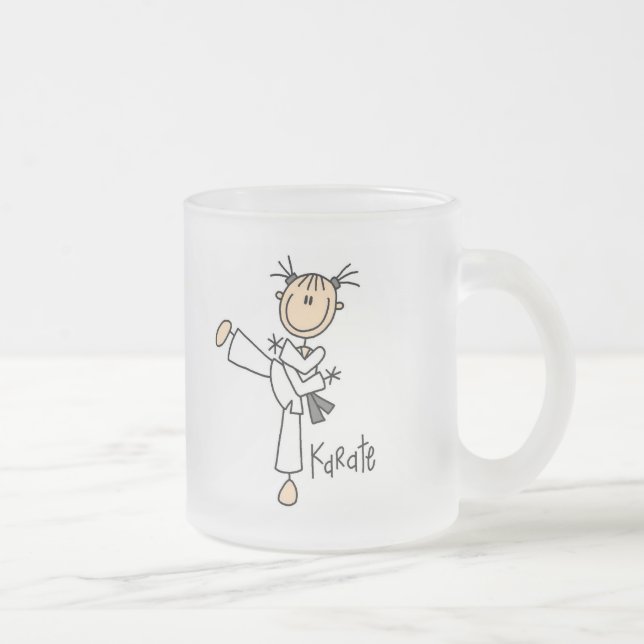 Karate Girl Tshirts and Gifts Frosted Glass Coffee Mug (Right)