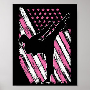 Karate Girl Usa Flag American Martial Arts Poster