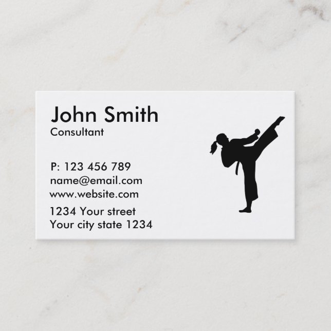 Karate girl woman business card (Front)
