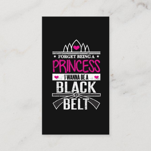 Karate Girls Forget Princess Be a Black Belt Business Card (Front)