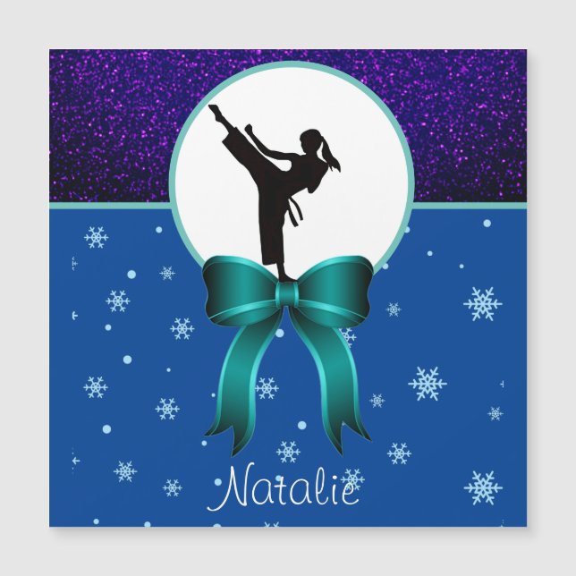 Karate Girls Glitter and Bow Snowflake    (Front)