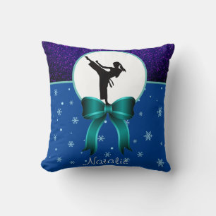 Karate Girls Glitter and Bow Snowflake Cushion
