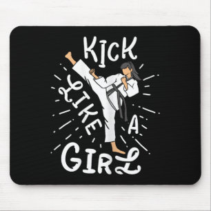 Karate Girls' Kick Like A Kickboxing Taekwondo Mouse Mat