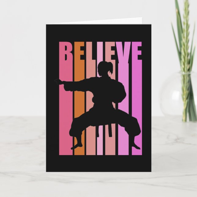 Karate Girls Kung Fu Krav Maga Birthday Retro Card (Front)