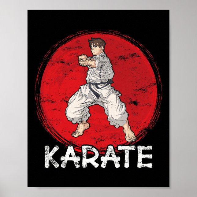 Karate Grunge Design A Man In Anime Style Does Pun Poster (Front)