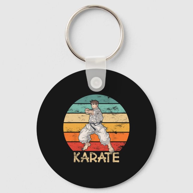 Karate Grunge Design Karate Fighter Makes Punch In Key Ring (Front)