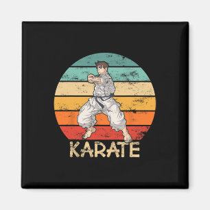 Karate Grunge Design Karate Fighter Makes Punch In Magnet