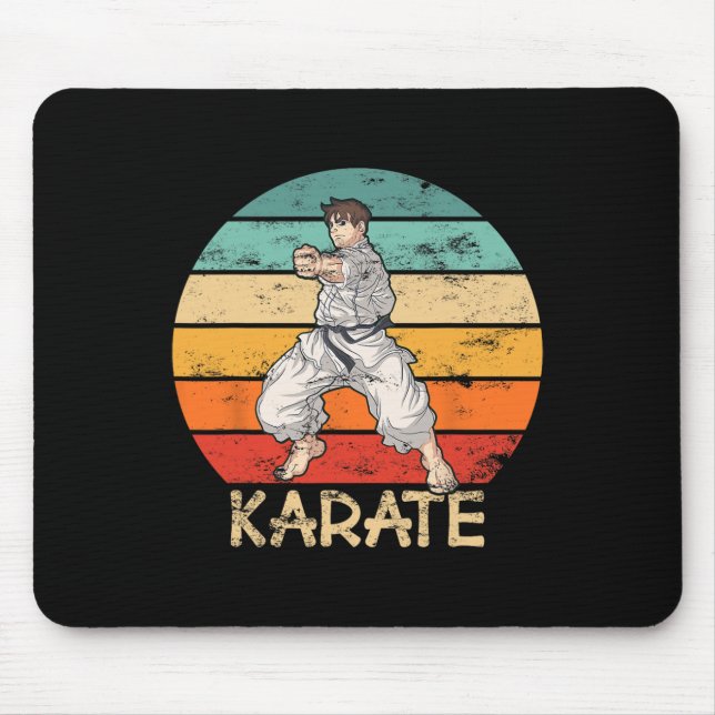 Karate Grunge Design Karate Fighter Makes Punch In Mouse Mat (Front)
