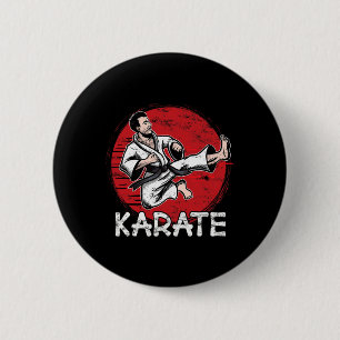 Karate Grunge Design Man Doing Jump Kick For Karat 6 Cm Round Badge