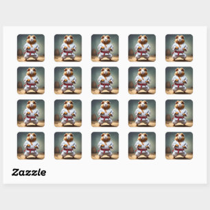 Karate Guinea Pig, Square Sticker