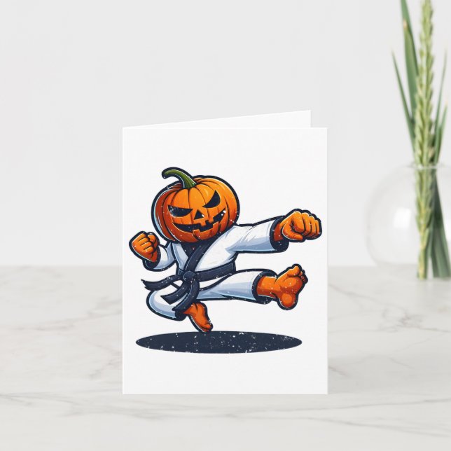Karate Halloween Pumpkin  Card (Front)
