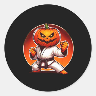 Karate Halloween Pumpkin Case Classic Round Sticker