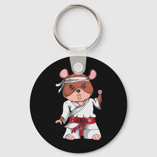 Karate Hamster Kickboxing Martial Art Jiu Jitsu Fa Key Ring (Front)