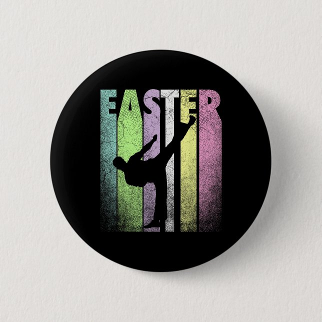 Karate Happy Easter Funny Spring Fun Holiday  6 Cm Round Badge (Front)