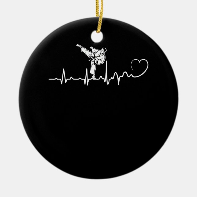 Karate Heartbeat - Perfect Martial Arts Karate Ceramic Tree Decoration (Front)