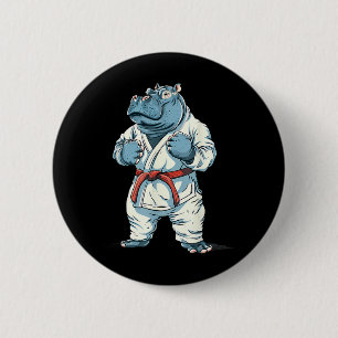 Karate Hippo Animal MMA Taekwondo Martial Arts 6 Cm Round Badge