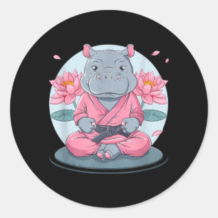 Karate Hippo Animal MMA Taekwondo Martial Arts Classic Round Sticker
