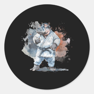 Karate Hippo Animal MMA Taekwondo Martial Arts Classic Round Sticker