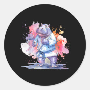 Karate Hippo Animal MMA Taekwondo Martial Arts Classic Round Sticker