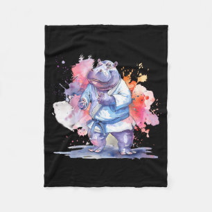 Karate Hippo Animal MMA Taekwondo Martial Arts Fleece Blanket
