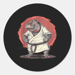 Karate Hippo Motif Taekwondo Jiu-Jitsu MMA Classic Round Sticker