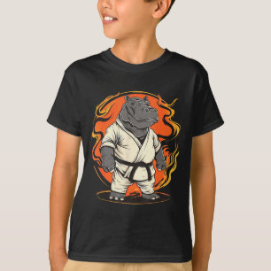 Karate Hippo Motif Taekwondo Jiu-Jitsu MMA T-Shirt