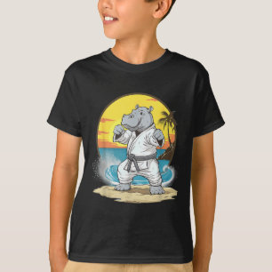Karate Hippo Motif Taekwondo Jiu-Jitsu MMA T-Shirt