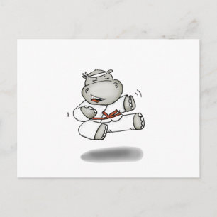 Karate Hippo Postcard