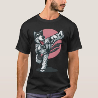 Karate Husky Alaskan Dog Pose Men Women Boy Girl D T-Shirt