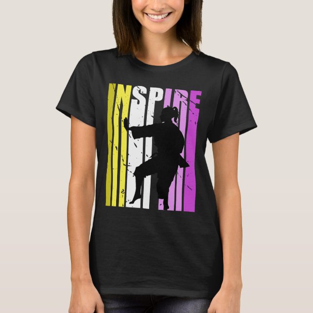 Karate Inspire Cute Colours Inspirational Motivati T-Shirt (Front)