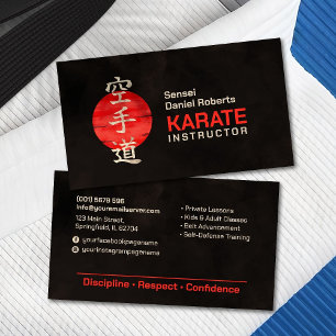 Karate instructor - Japanese Kanji and sun Business Card