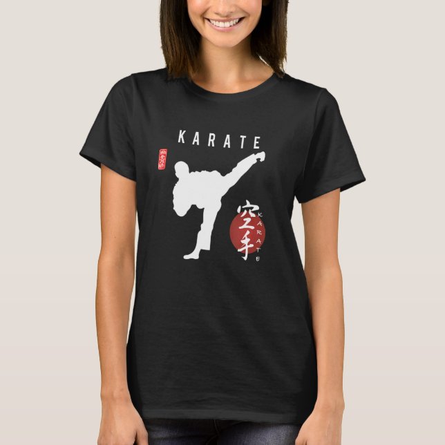 Karate Instructor  Japanese Kanji Calligraphy Kara T-Shirt (Front)