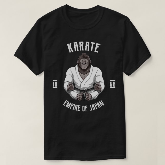 Karate Japan Okinawa Gorilla Karate Japanese Marti T-Shirt (Design Front)