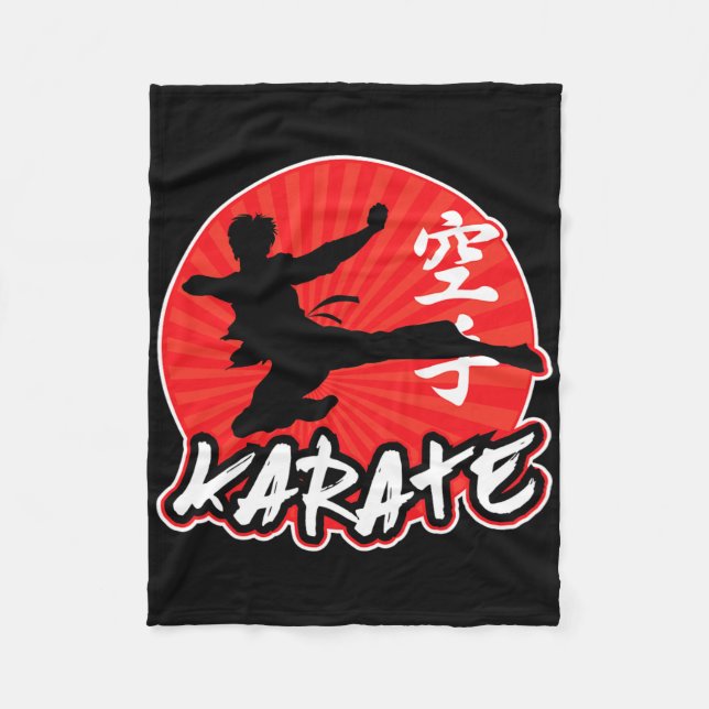 Karate Jumping Side Kick Japanese  Fleece Blanket (Front)