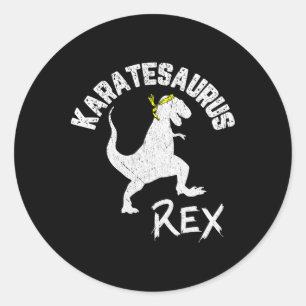 Karate Karatesaurus Rex Dinosaur Funny Martial Art Classic Round Sticker