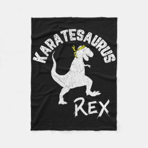 Karate Karatesaurus Rex Dinosaur Funny Martial Art Fleece Blanket