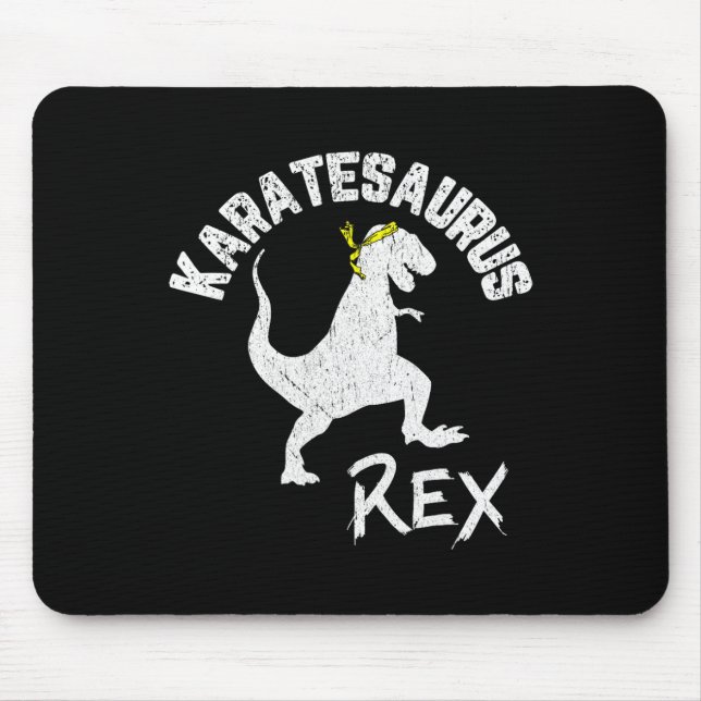 Karate Karatesaurus Rex Dinosaur Funny Martial Art Mouse Mat (Front)