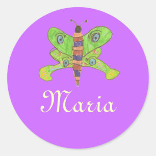 Karate Kat butterfly ID--to personalise Classic Round Sticker