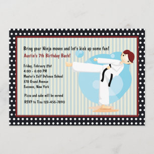 Karate Kick Birthday Party Invitation