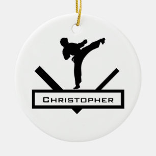 Karate kick personalised name ornament