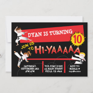 Karate Kick Red Birthday Party Invitation