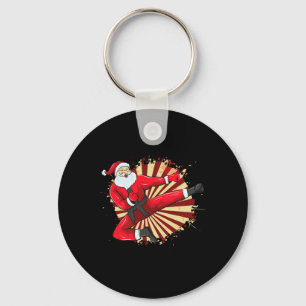 Karate Kick Santa Judo Taekwondo Martial Arts Chri Key Ring