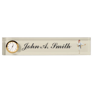 Karate Kicking Black Belt Customisable Name Nameplate