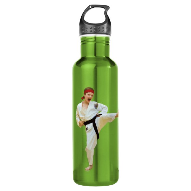 Karate Kicking, Customisable, 710 Ml Water Bottle (Front)